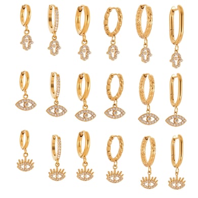 1 Pair Delicate Devil's Eye Stainless Steel Gold Color Zircon Women's Drop Earrings h5 Picture6