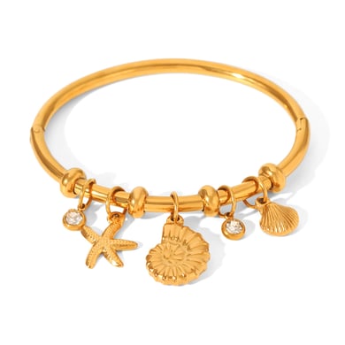1 Piece Daily Turtle Stainless Steel   Gold Color  Zircon Women's Bangles h5 Picture6