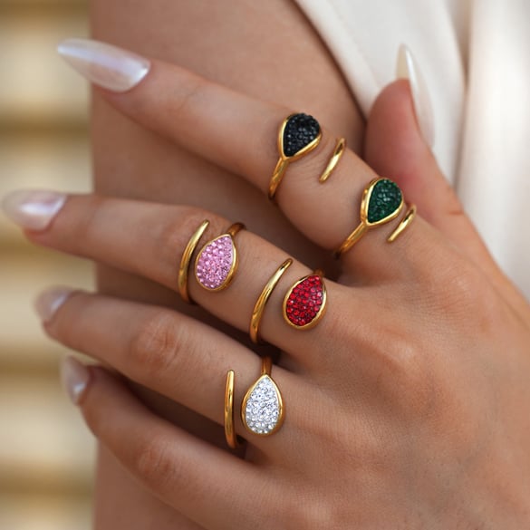 1 Piece  Casual Droplet Irregular Shape Stainless Steel Women‘s  Statement Rings 2