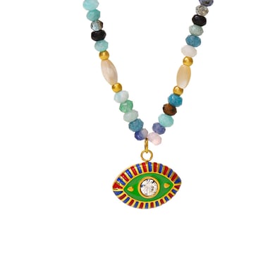1 pezzo di collana di perline da donna in acciaio inossidabile con pietra naturale e occhio del diavolo h5 