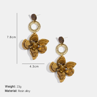 1 Pair Retro Flower Resin Dangle Earrings h5 Picture2