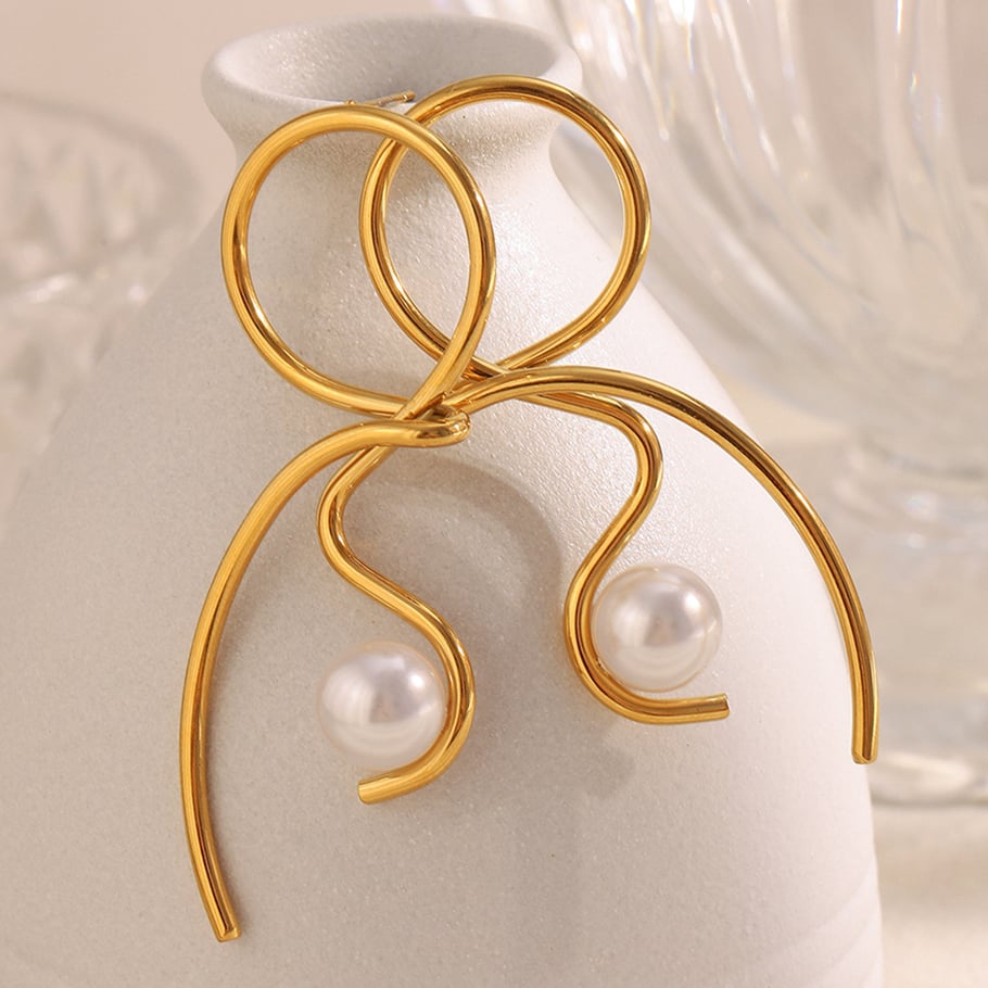1 Pair Irregular Shape Stainless Steel Gold Color Women's Drop Earrings Picture3