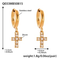 Q033-Golden Cross Zircon Earrings Picture4