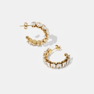 Edelstahl Gold Farbe Zirkon Ohrring Set h5 Bild2