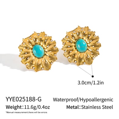 1 Pair Daily Flower Calaite Stainless Steel Gold Color Women's Stud Earrings h5 