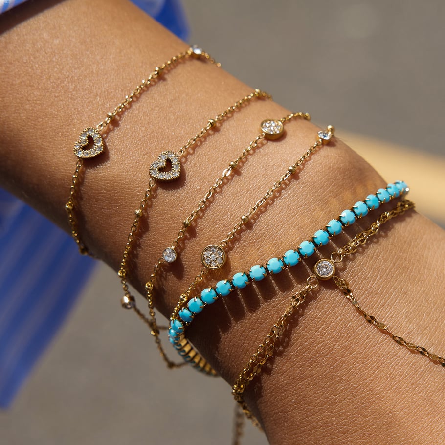 1 Piece Luxurious Heart Stainless Steel Gold Color Women's Chain Bracelets h5Picture2