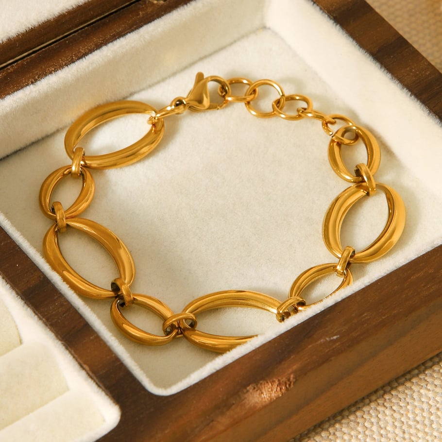 1 Stück einfache, tägliche, unregelmäßige Form, Edelstahl, goldfarben, Damen-Kettenarmbänder Bild6
