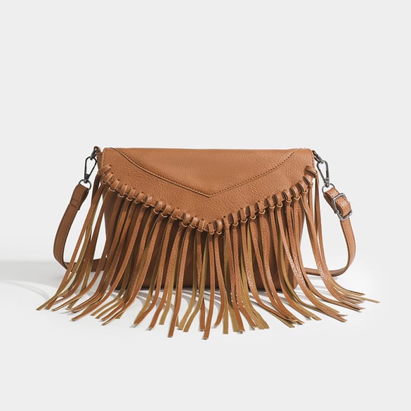 Sac à bandoulière vintage en PU pour femme, 1 pièce, avec pompon 2