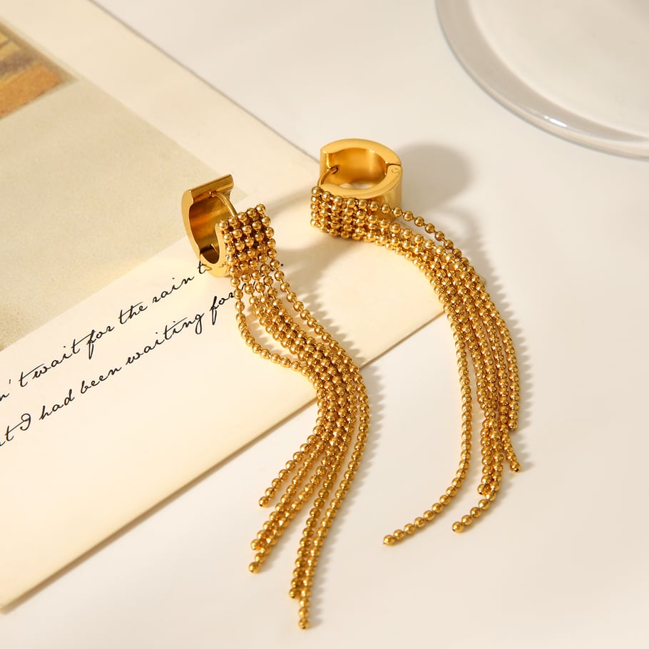 1 Pair Simple Daily Tassel Stainless Steel   Gold Color  Women's Drop Earrings Picture3