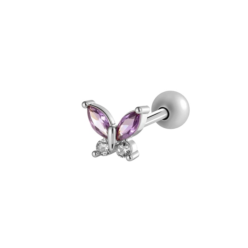 1 Piece Flower Copper Gold Color Zircon Piercing Earring