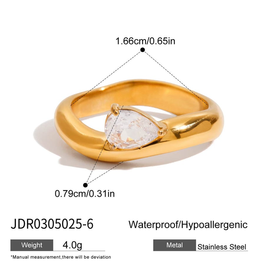 1 Stück klassische, unregelmäßig geformte, minimalistische Ringe aus Edelstahl in Goldfarbe Bild2