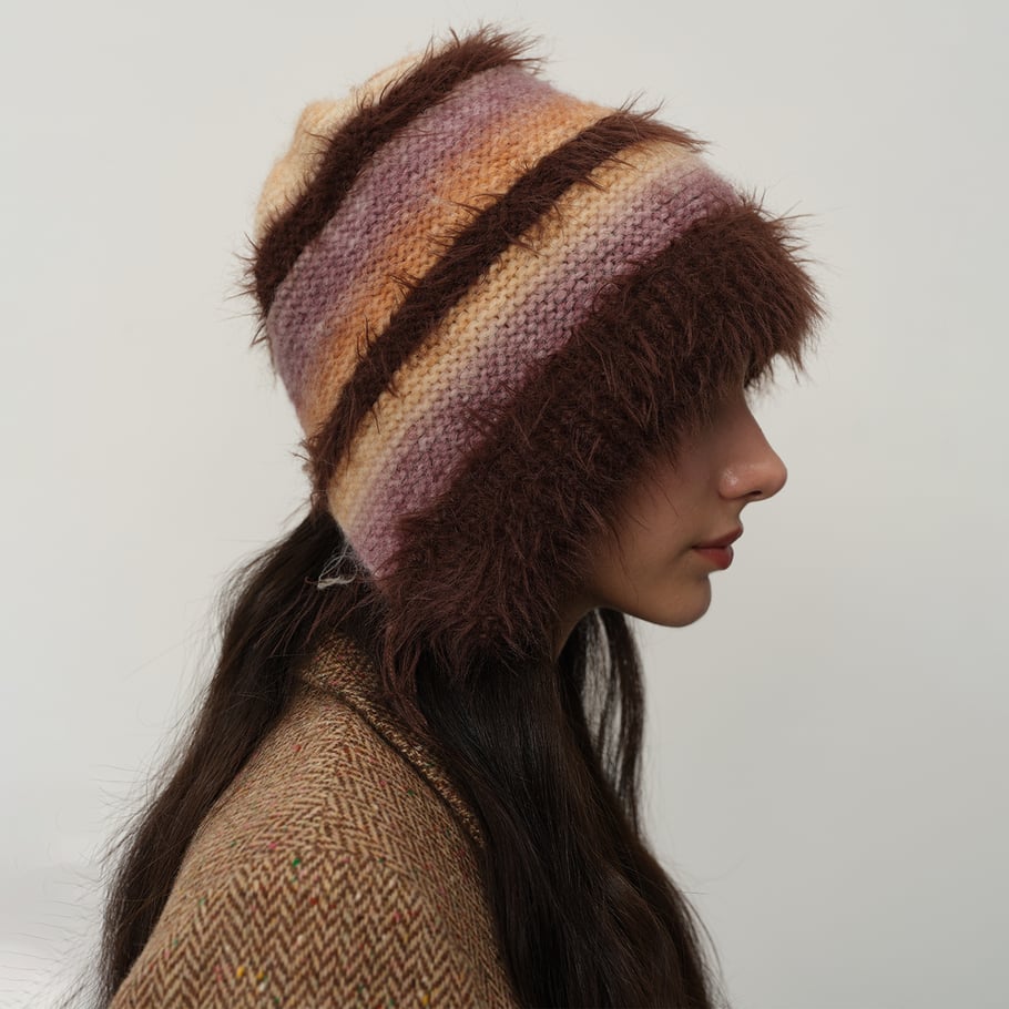 1 Piece Classic Gradient Color Strip Polyester Women's Hats 
