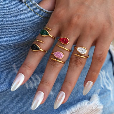 1 Piece  Casual Droplet Irregular Shape Stainless Steel Women‘s  Statement Rings h5 Picture5