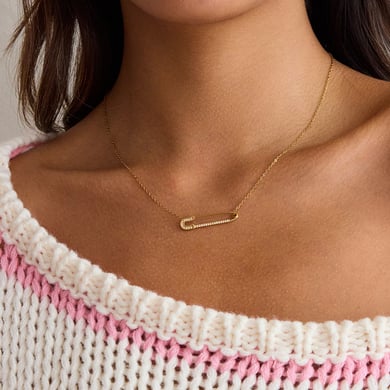 1 pezzo classico di graffetta in acciaio inossidabile color oro, collana con ciondolo da donna h5 Immagine4