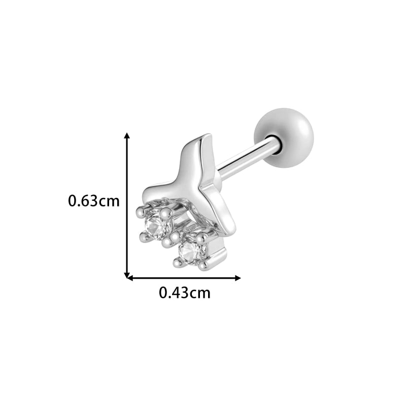 1 stuk vlinder koper goudkleurige zirkoon piercing oorbel Afbeelding2