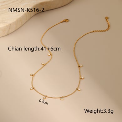 1 Piece Simple Elegant Circle Rectangle Stainless Steel   Women's Chain Necklaces h5 