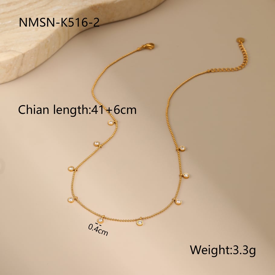 1 Piece Simple Elegant Circle Rectangle Stainless Steel   Women's Chain Necklaces 