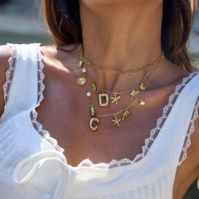 1 pezzo di collana con ciondolo a forma di lettera in acciaio inossidabile color oro da donna h5 Immagine2