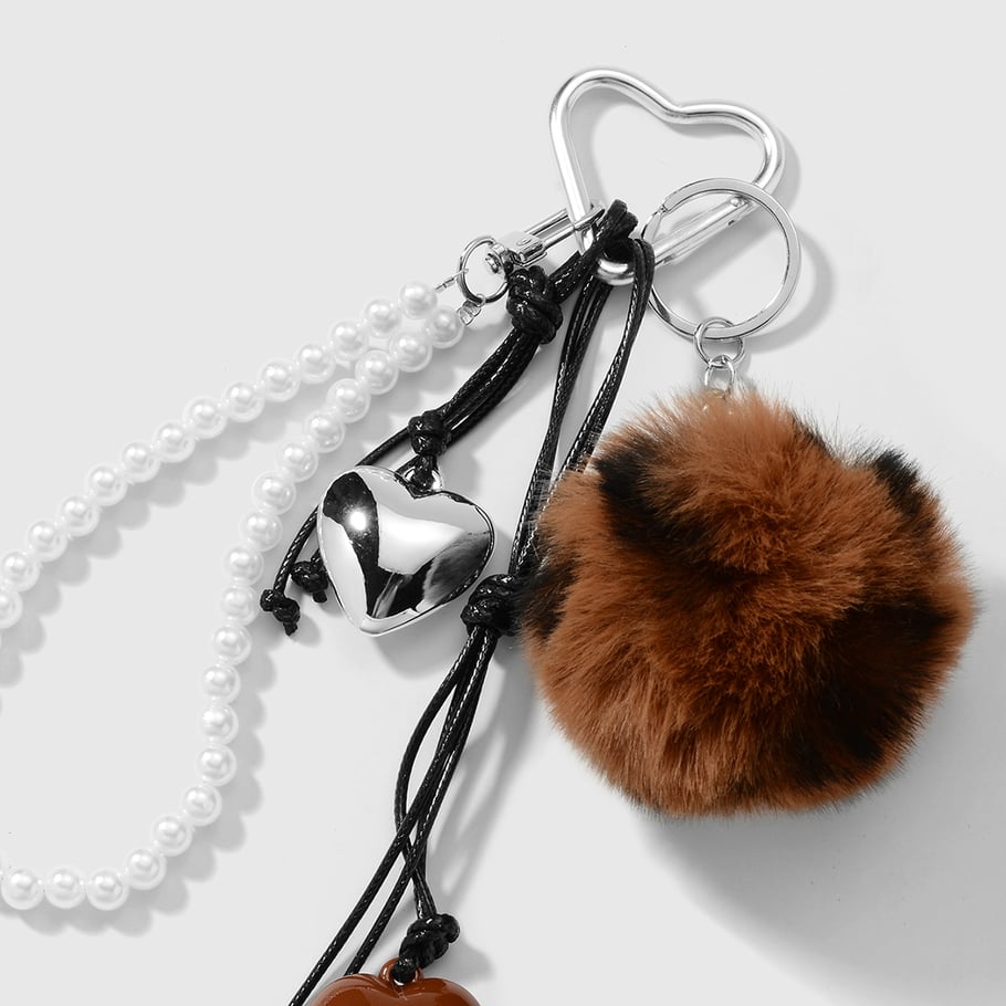 1 Piece Leopard Plush Ball Bag Charm h5Picture5