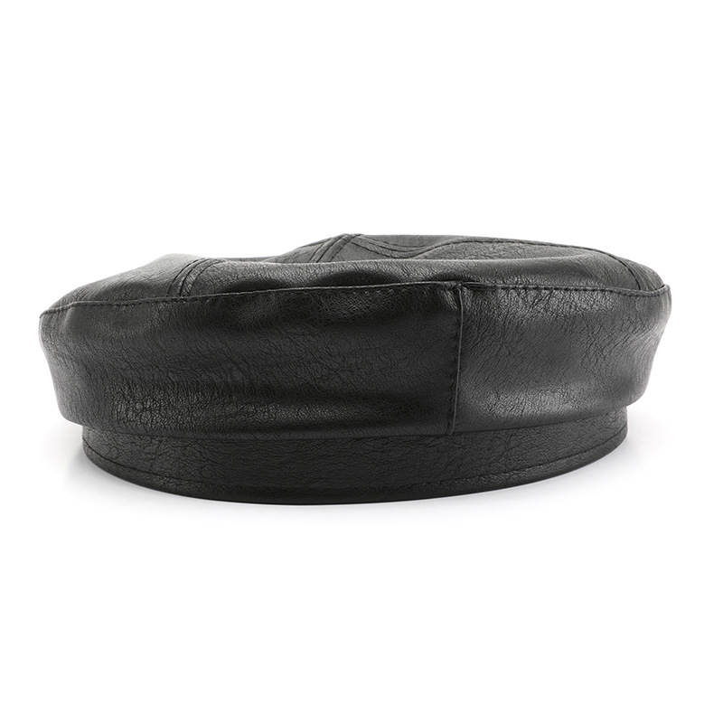 1 Piece Ins Style Solid Color PU Beret Picture3