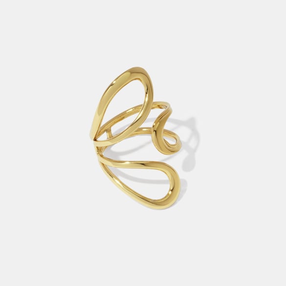 Anello minimalista color oro in acciaio inossidabile di forma irregolare da 1 pezzo 2