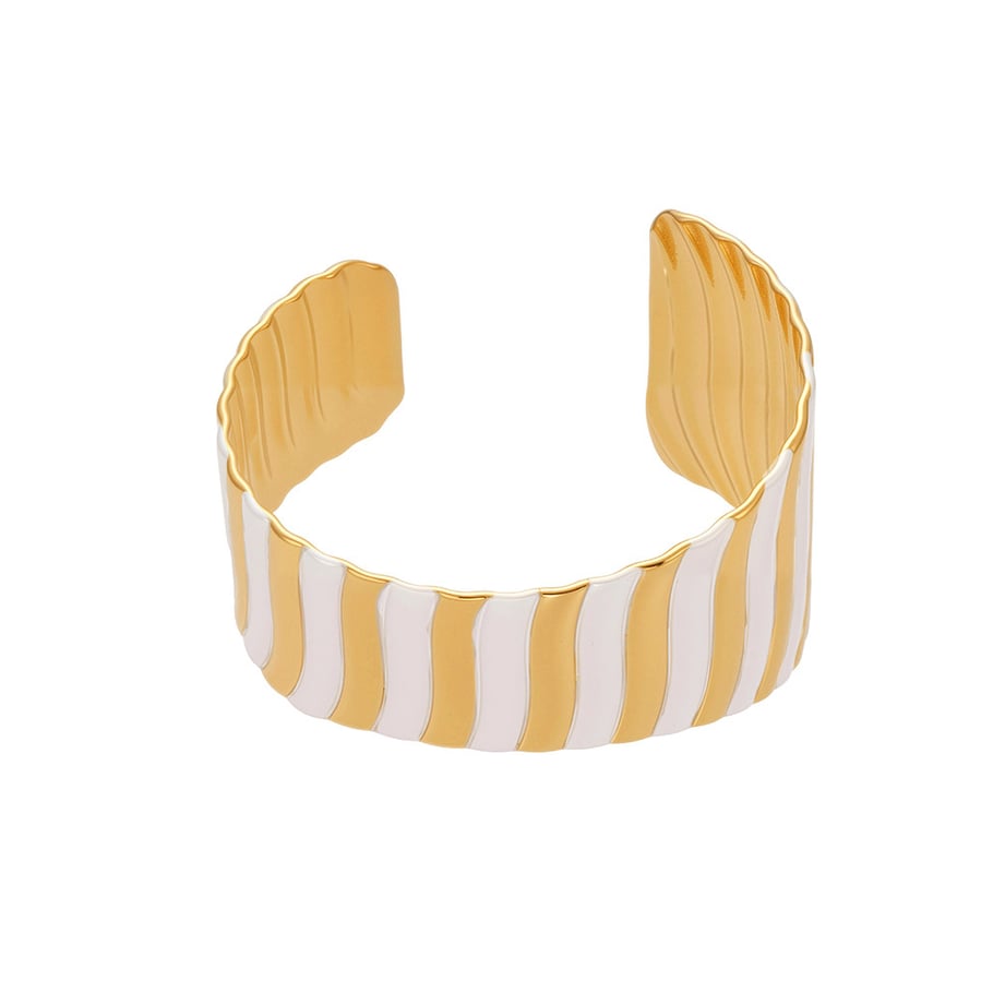 1 Stück einfache Streifen Edelstahl Gold Farbe Damen Manschette Armbänder