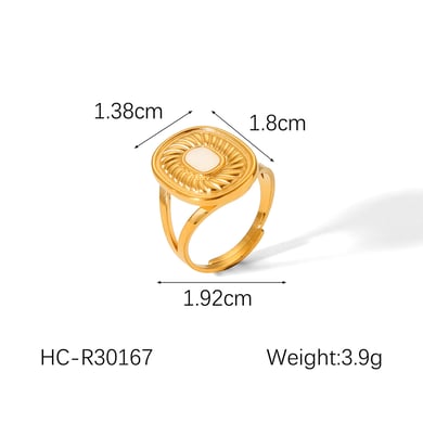 1 Piece Sun Shape Stainless Steel Gold Color Shell Statement Ring h5 Picture2