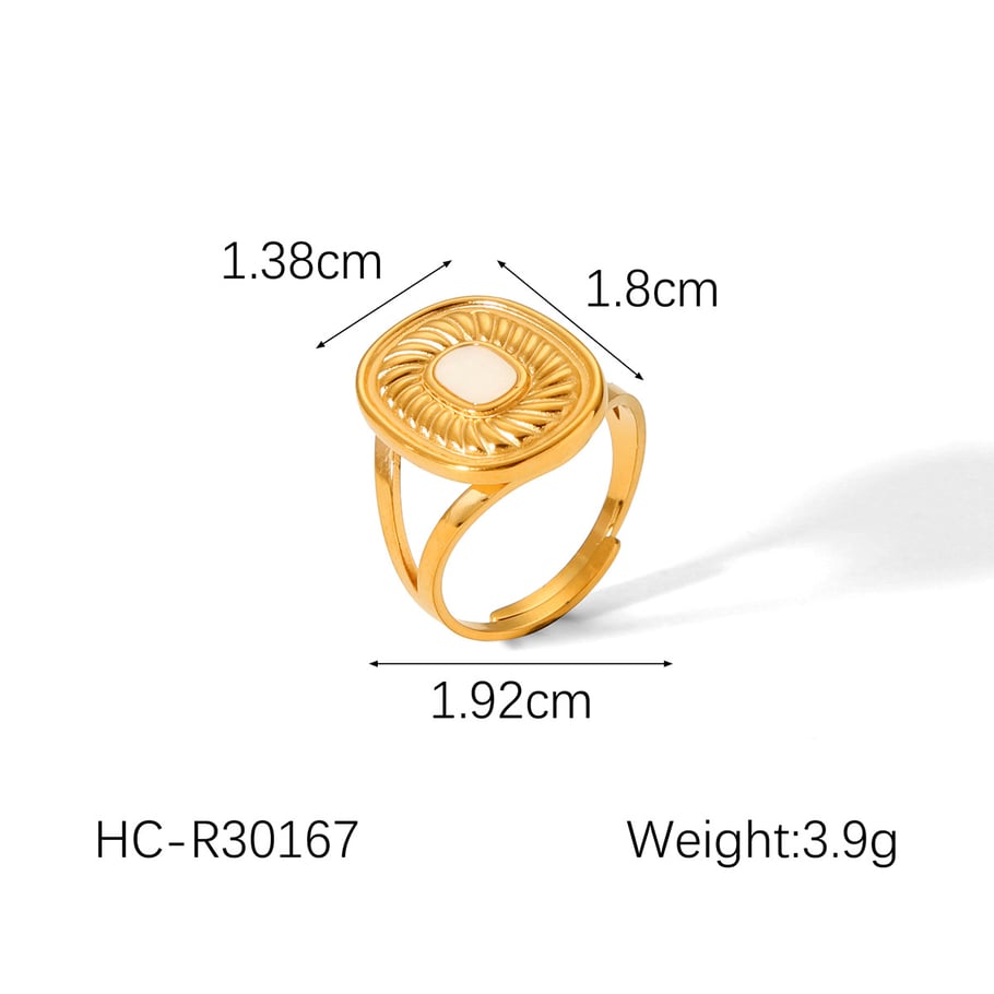 1 Piece Sun Shape Stainless Steel Gold Color Shell Statement Ring h5Picture2