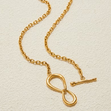 1 Piece Simple Irregular Shape Twist Stainless Steel Gold Color Women's Chain Necklaces h5 Picture6