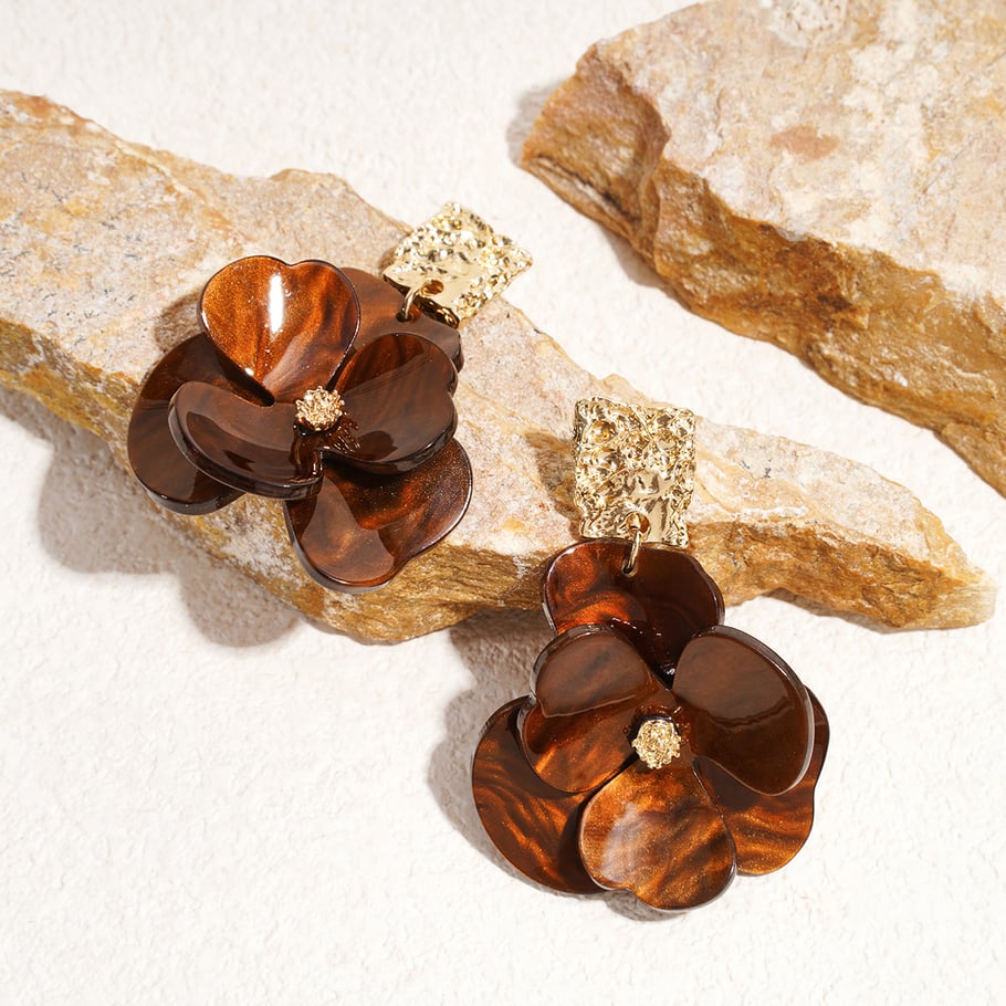 1 Pair Retro Flower Alloy Drop Earrings Picture4