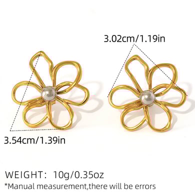 1 paar eenvoudige oorbellen van roestvrij staal met natuurlijke bloemen en gouden details voor dames h5 Afbeelding2