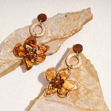 1 Pair Retro Flower Resin Dangle Earrings h5 Picture4