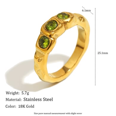 1 Piece Elegant Stainless Steel Gold Color Zircon Women's Gemstone Rings h5 Picture6