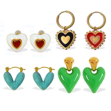 1 Pair Enamel Heart Stainless Steel Drop Earrings h5 Picture6