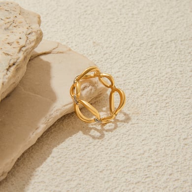 1 Piece Casual Irregular Shape Stainless Steel Gold Color Statement Rings h5 Picture5