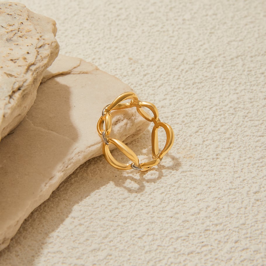 1 Piece Casual Irregular Shape Stainless Steel Gold Color Statement Rings Picture5