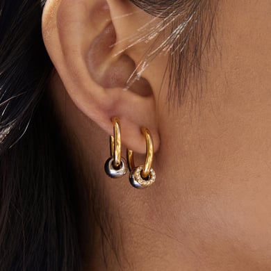 1 paio di orecchini a cerchio da donna in acciaio inossidabile con colori misti oro e argento classici h5 Immagine3