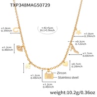 TXP348-Collar con colgante de candado dorado (41+5 cm) 