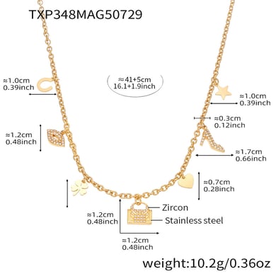 Conjuntos de joyas de acero inoxidable con forma de corazón y trébol de color dorado para mujer. h5 