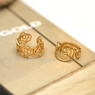 1 Piece  Simple Irregular Shape Stainless Steel  Gold Color Women's Statement Rings h5 Picture7