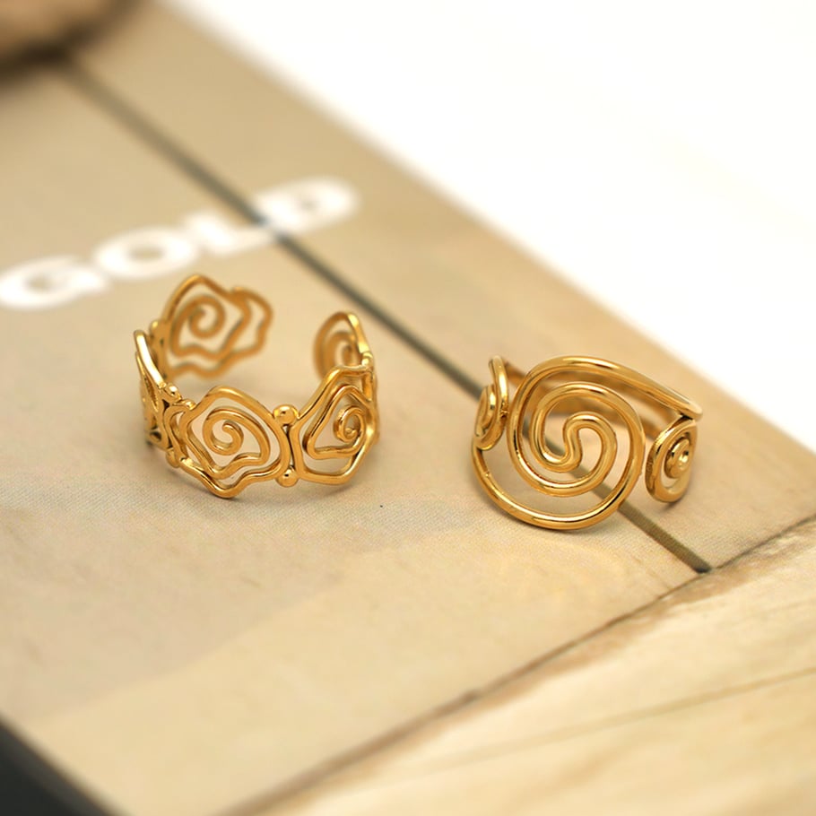 1 Piece  Simple Irregular Shape Stainless Steel  Gold Color Women's Statement Rings Picture7