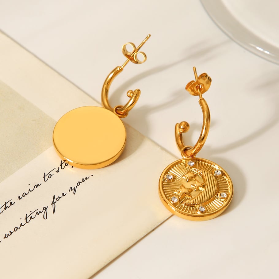 1 Pair Daily Cross Stainless Steel   Gold Color  Zircon Women's Drop Earrings Picture5