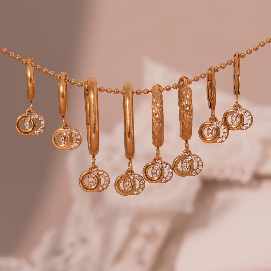 1 Pair Chic Droplet Stainless Steel Gold Color Zircon Women's Drop Earrings Picture4