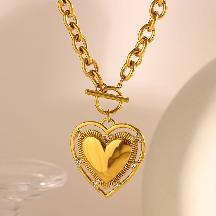 1 Piece Delicate Heart Stainless Steel Gold Color Women's Pendant Necklaces Picture3