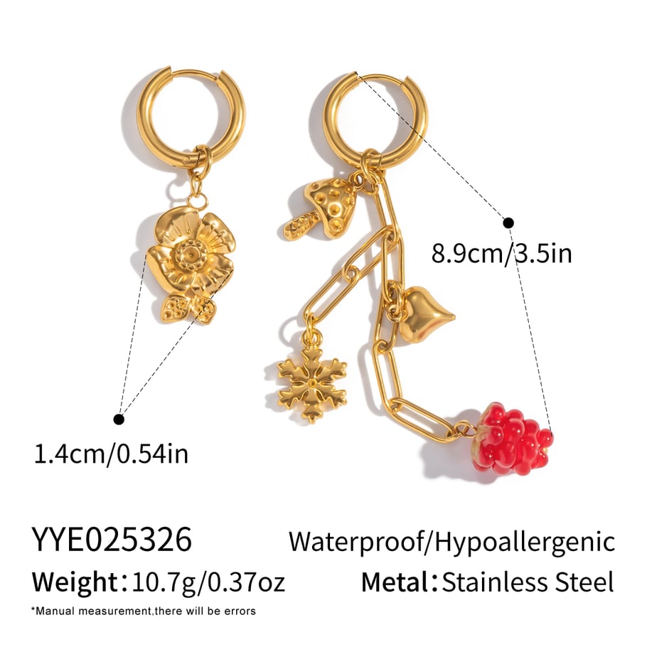 Romantic Flower Grape Stainless Steel Gold Color Necklace Set