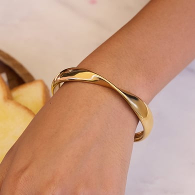 1 Piece Classic Curve Stainless Steel Gold Color Women's Cuff Bracelets h5 Picture3