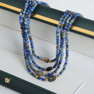1 pezzo elegante collana di perline in acciaio inossidabile color oro con pietra naturale da donna h5 Immagine4