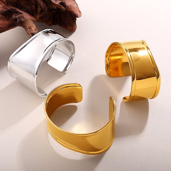 1 Piece Stainless Steel Gold Color Cuff Bracelet 2