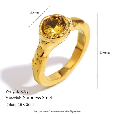 1 Piece Delicate Stainless Steel Gold Color Women's Gemstone Rings h5 Picture7