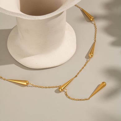 Droplet Stainless Steel Gold Color Necklace Set h5 Picture3